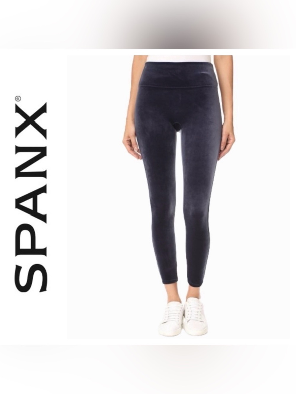 SPANX Navy Velvet High-Waist Leggings - Size Medium